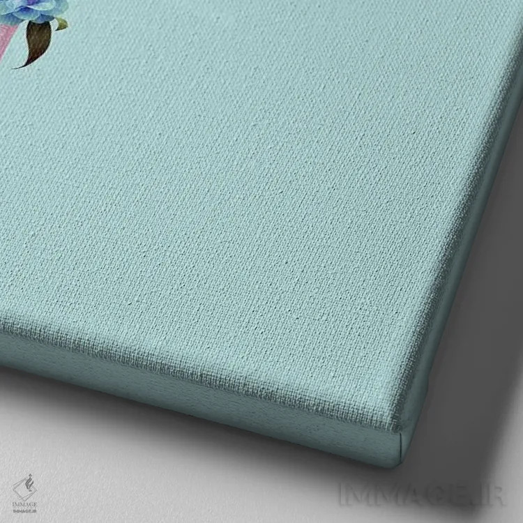 تابلو فلامینگو گلدار I اثر هنر آنیتا و بلا - نمای نزدیک بافت بوم