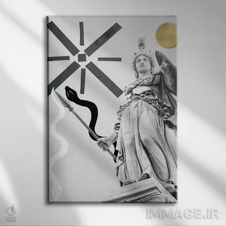 تابلو الهه آتنا با زیبایی I اثر هنر آنیتا و بلا - نمای روبهرو روی دیوار