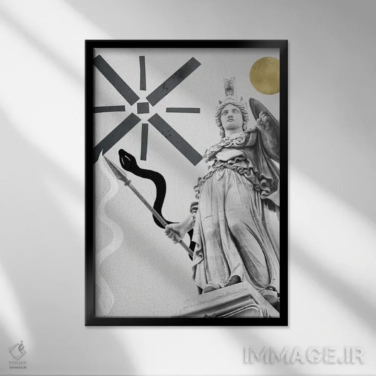 تابلو الهه آتنا با زیبایی I اثر هنر آنیتا و بلا - نمای قابدار مشکی