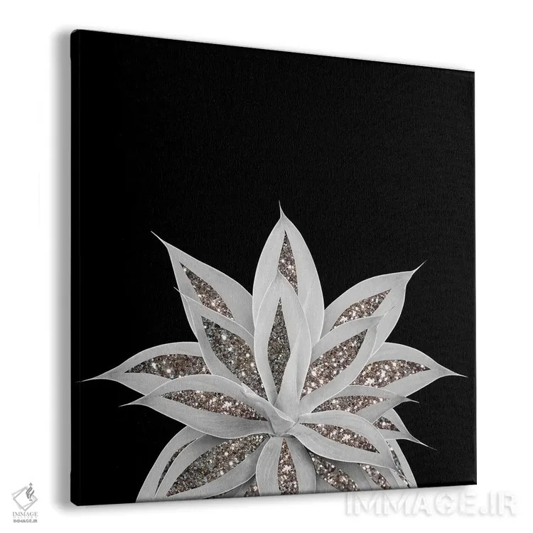 تابلو آگاو خاکستری با درخشش نقرهای I اثر هنر آنیتا و بلا - نمای پرسپکتیو محصول