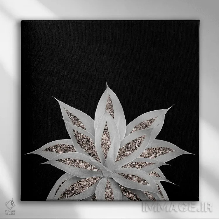 تابلو آگاو خاکستری II با درخشش رزگلد اثر هنر آنیتا و بلا - نمای روبهرو روی دیوار
