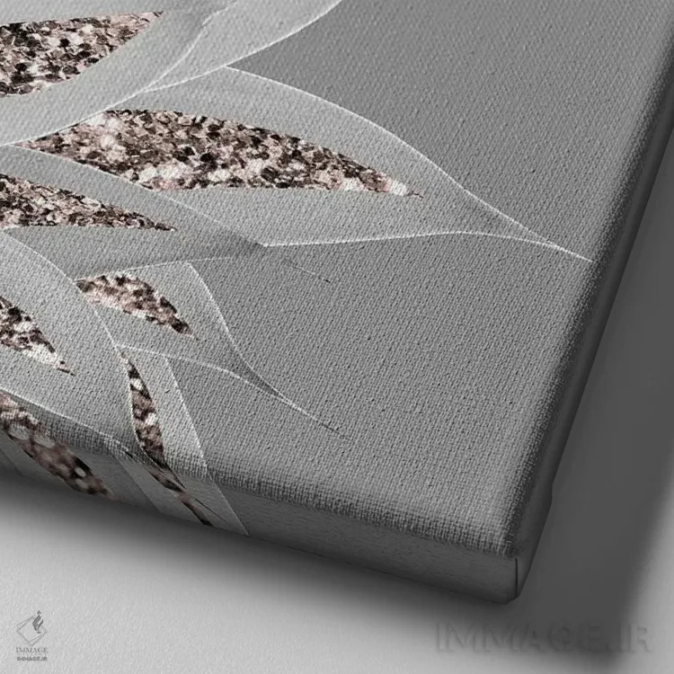 تابلو آگاو خاکستری I با درخشش رزگلد اثر هنر آنیتا و بلا - نمای نزدیک بافت بوم