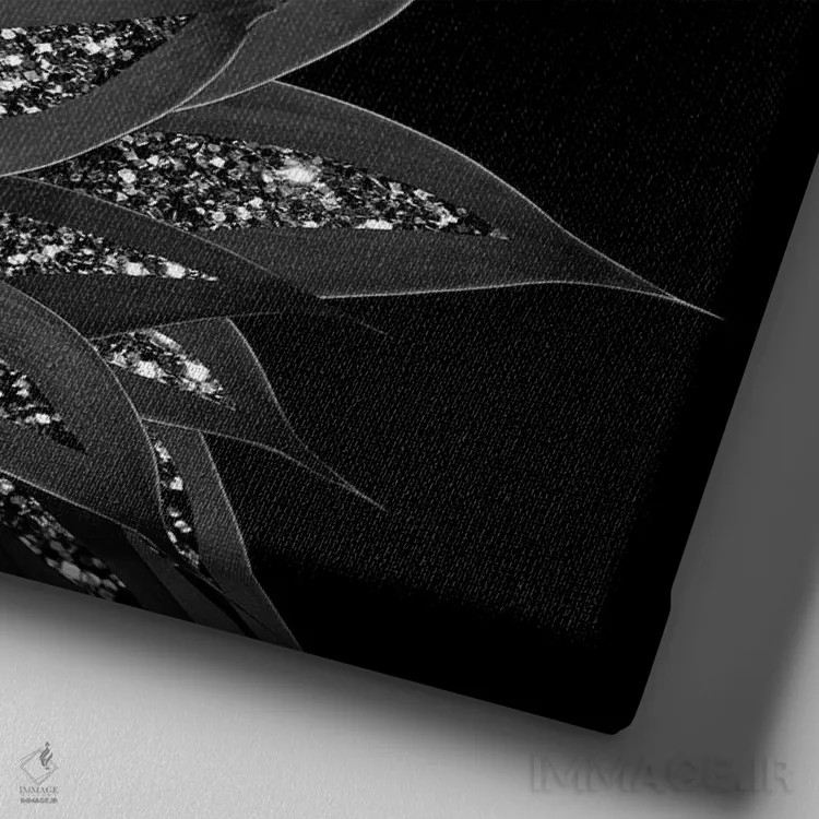تابلو آگاو خاکستری-سیاه با درخشش سیاه و نقرهای II اثر هنر آنیتا و بلا - نمای نزدیک بافت بوم