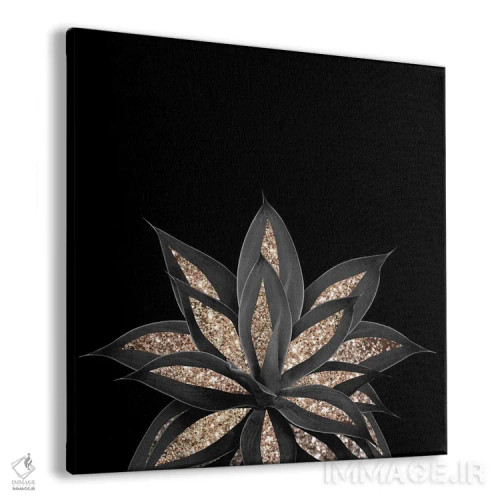 تابلو آگاو خاکستری-سیاه با درخشش طلایی I اثر هنر آنیتا و بلا - نمای پرسپکتیو محصول