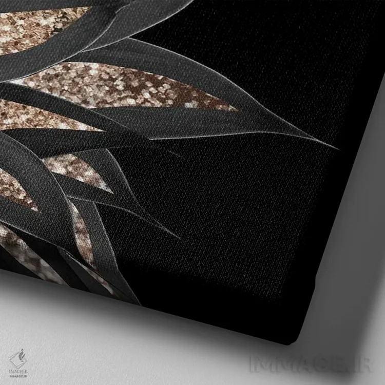 تابلو آگاو خاکستری-سیاه با درخشش طلایی I اثر هنر آنیتا و بلا - نمای نزدیک بافت بوم