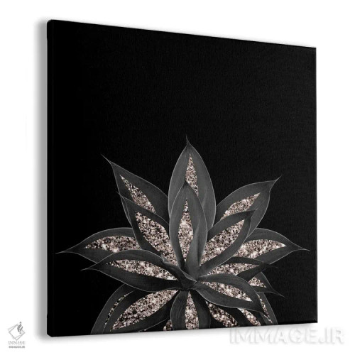 تابلو آگاو خاکستری-سیاه با درخشش رزگلد I اثر هنر آنیتا و بلا - نمای پرسپکتیو محصول