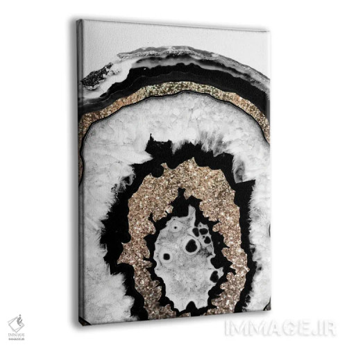 تابلو عقیق خاکستری، سیاه و سفید با درخشش طلایی IB اثر هنر آنیتا و بلا - نمای پرسپکتیو محصول
