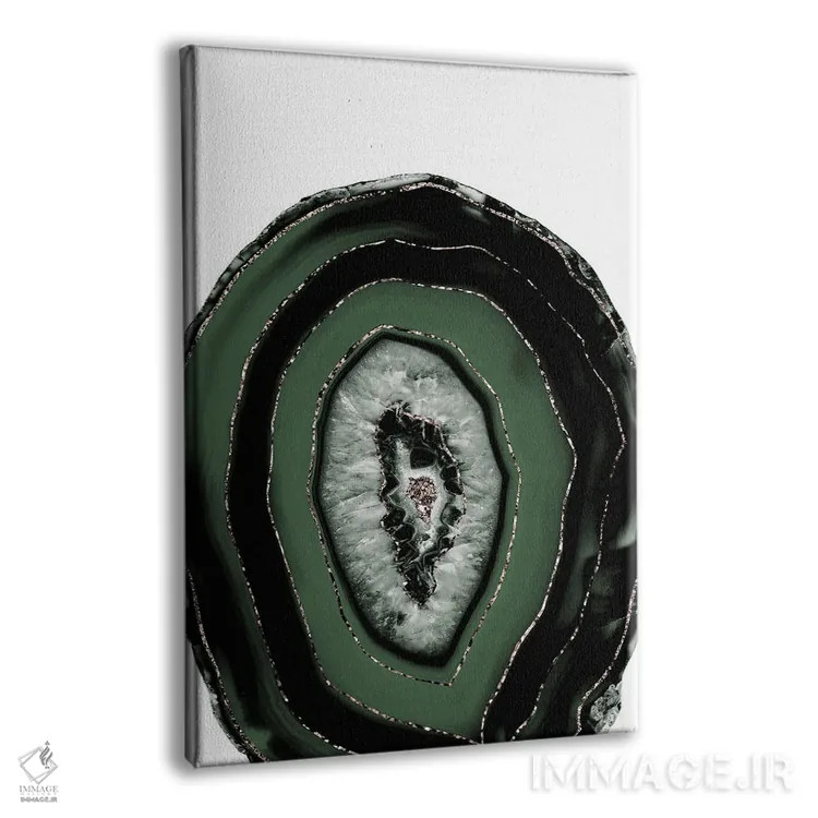 تابلو عقیق سبز و سیاه با درخشش طلایی I اثر هنر آنیتا و بلا - نمای پرسپکتیو محصول
