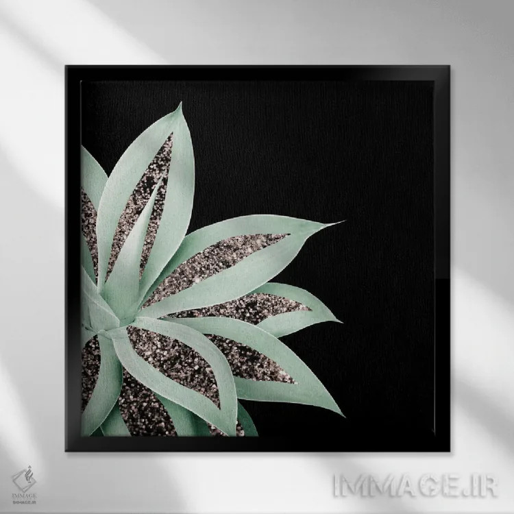 تابلو آگاو درخشان پرزرقوبرق II اثر هنر آنیتا و بلا - نمای قابدار مشکی