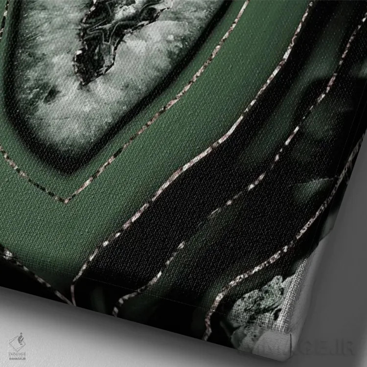 تابلو عقیق سبز و سیاه با درخشش طلایی I اثر هنر آنیتا و بلا - نمای نزدیک بافت بوم