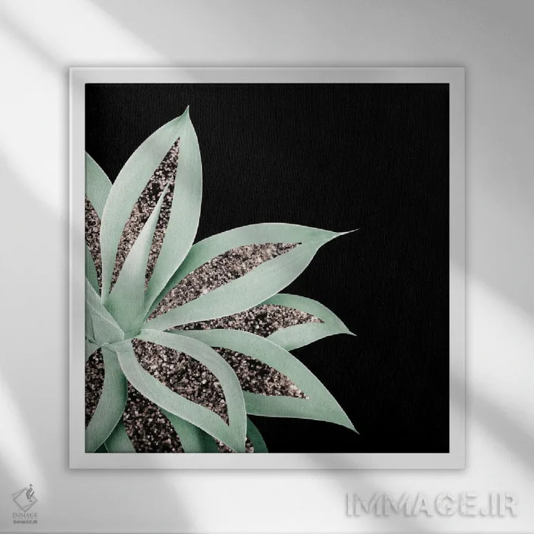 تابلو آگاو درخشان پرزرقوبرق II اثر هنر آنیتا و بلا - نمای قابدار سفید