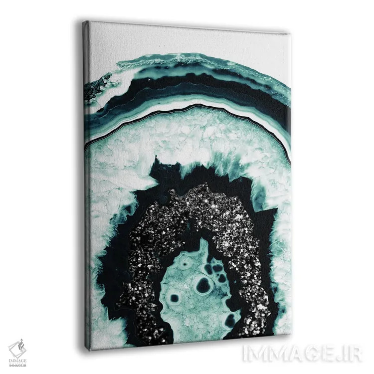 تابلو عقیق آبی یخی با درخشش سیاه I اثر هنر آنیتا و بلا - نمای پرسپکتیو محصول