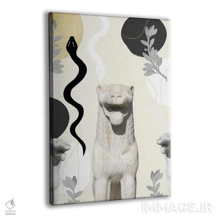 تابلو شیر و مار با ظرافت I اثر هنر آنیتا و بلا - نمای پرسپکتیو محصول