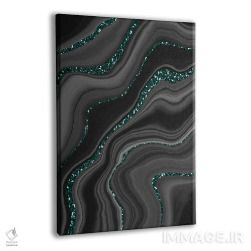 تابلو رویای عقیق سیاه، خاکستری و سفید با درخشش مایع III اثر هنر آنیتا و بلا - نمای پرسپکتیو محصول