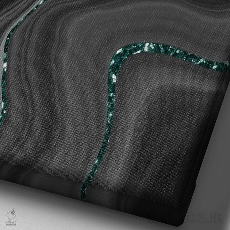 تابلو رویای عقیق سیاه، خاکستری و سفید با درخشش مایع III اثر هنر آنیتا و بلا - نمای نزدیک بافت بوم