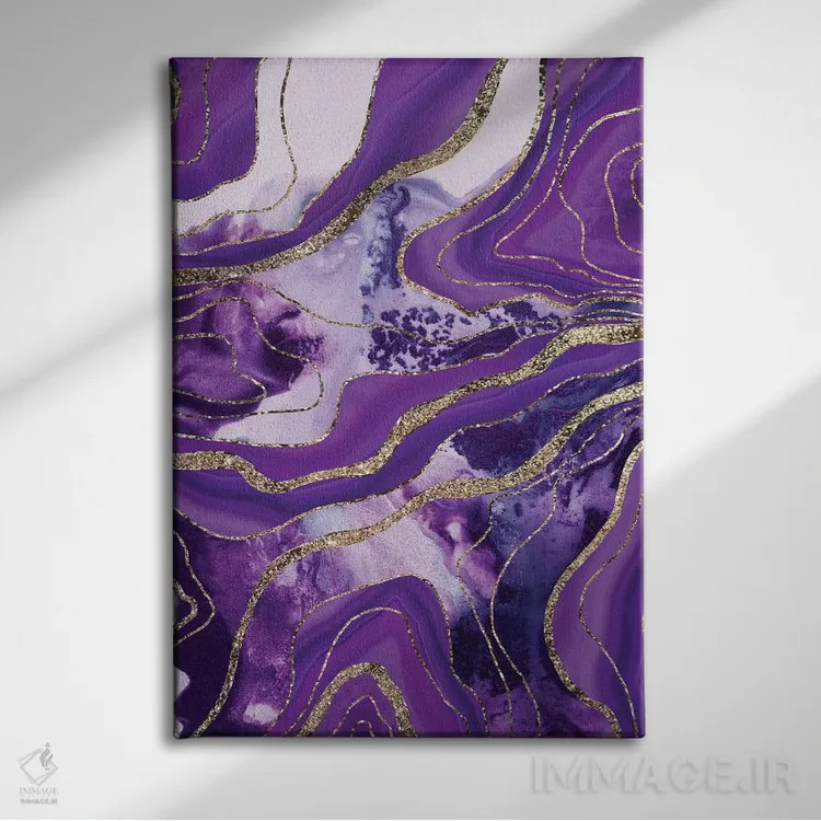 تابلو عقیق مرمر مایع درخشان پرزرقوبرق IV اثر هنر آنیتا و بلا - نمای روبهرو روی دیوار