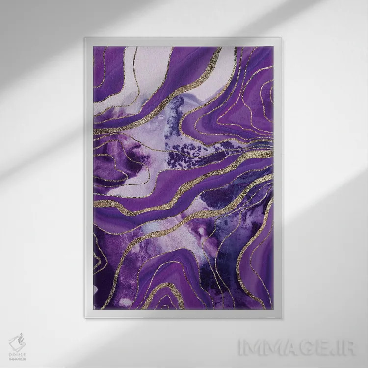 تابلو عقیق مرمر مایع درخشان پرزرقوبرق IV اثر هنر آنیتا و بلا - نمای قابدار سفید