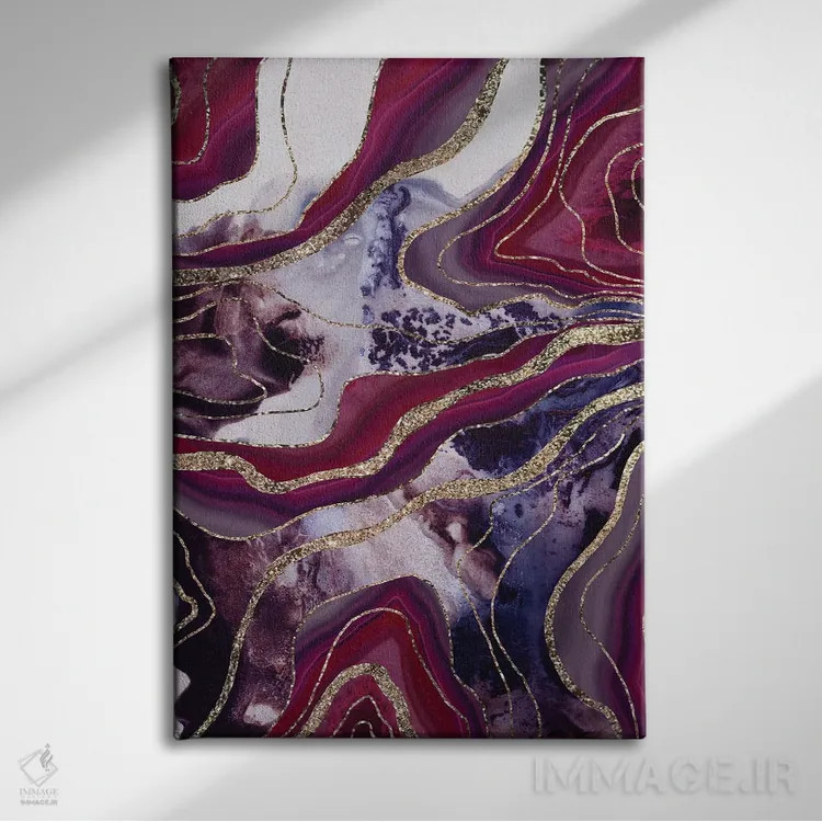 تابلو عقیق مرمر مایع پرزرقوبرق X اثر هنر آنیتا و بلا - نمای روبهرو روی دیوار
