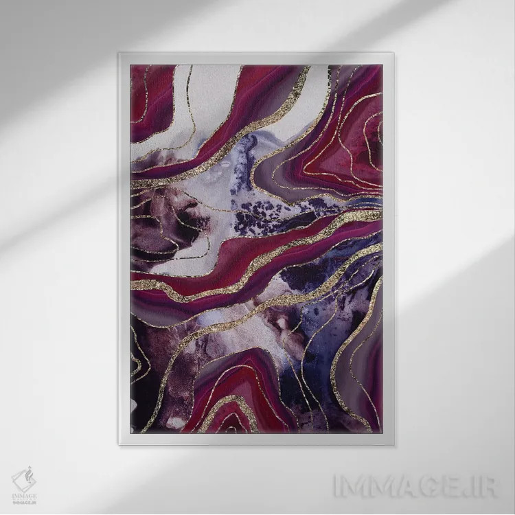 تابلو عقیق مرمر مایع پرزرقوبرق X اثر هنر آنیتا و بلا - نمای قابدار سفید