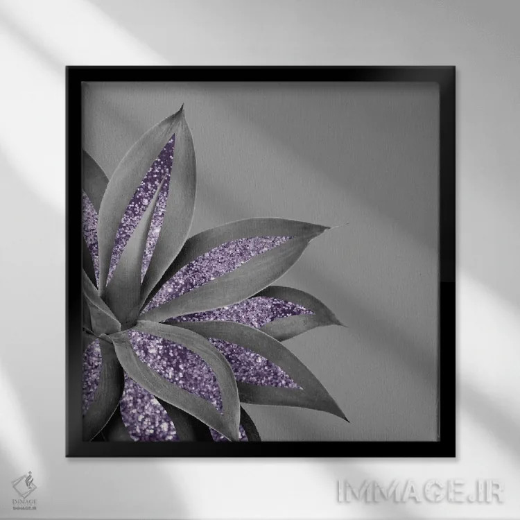 تابلو آگاو درخشان پرزرقوبرق IV اثر هنر آنیتا و بلا - نمای قابدار مشکی