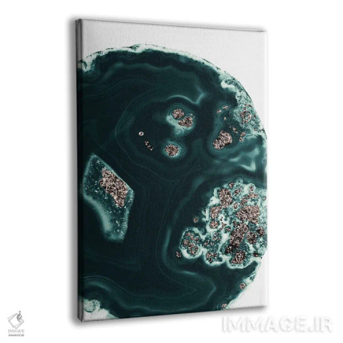 تابلو مالاکیت با درخشش رزگلد I اثر هنر آنیتا و بلا - نمای پرسپکتیو محصول
