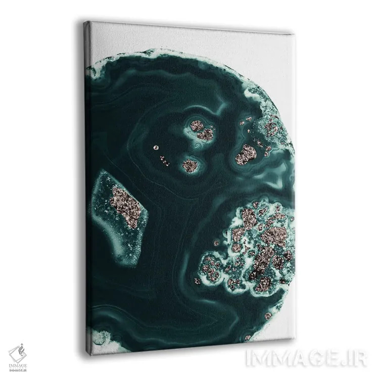 تابلو مالاکیت با درخشش رزگلد I اثر هنر آنیتا و بلا - نمای پرسپکتیو محصول
