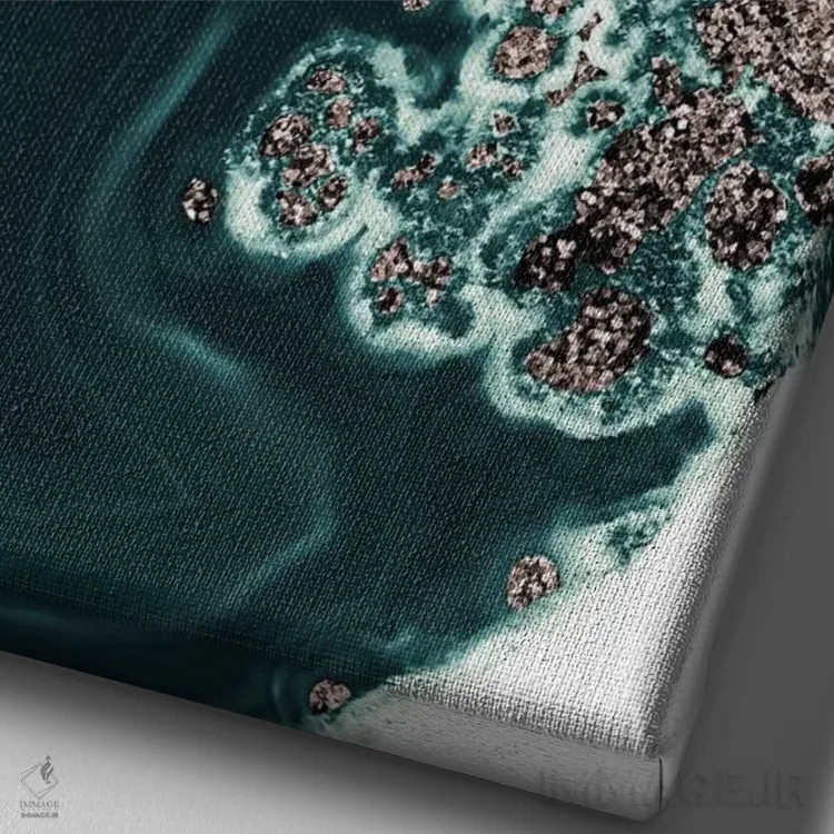 تابلو مالاکیت با درخشش رزگلد I اثر هنر آنیتا و بلا - نمای نزدیک بافت بوم