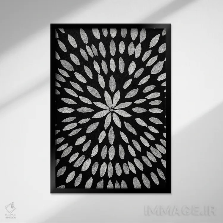 تابلو گل ماندالا X اثر هنر آنیتا و بلا - نمای قابدار مشکی