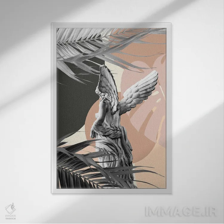 تابلو فرشته مرمری انتزاعی با ظرافت I اثر هنر آنیتا و بلا - نمای قابدار سفید