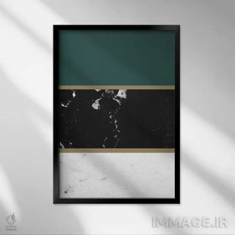 تابلو راهراه ترکیبی مرمر IV اثر هنر آنیتا و بلا - نمای قابدار مشکی