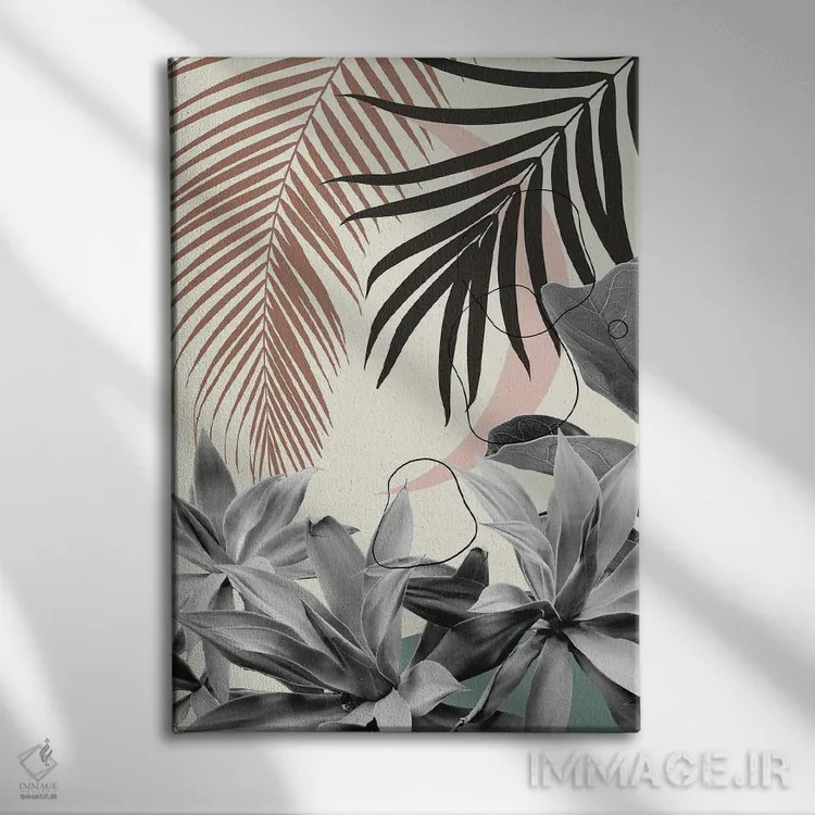 تابلو آگاو ماه ساده و نخل با ظرافت IV اثر هنر آنیتا و بلا - نمای روبهرو روی دیوار