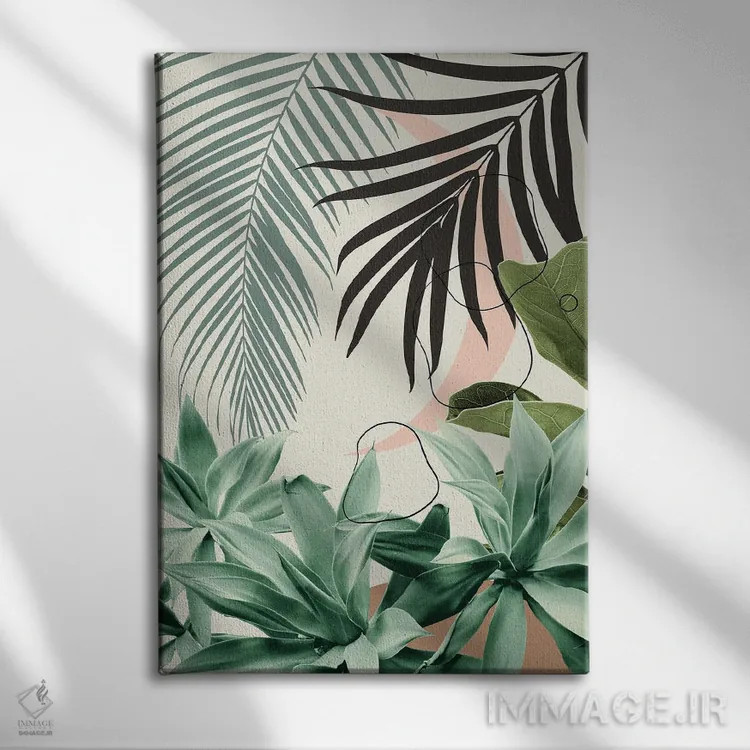 تابلو آگاو ماه ساده و نخل با ظرافت I اثر هنر آنیتا و بلا - نمای روبهرو روی دیوار