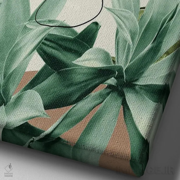 تابلو آگاو ماه ساده و نخل با ظرافت I اثر هنر آنیتا و بلا - نمای نزدیک بافت بوم