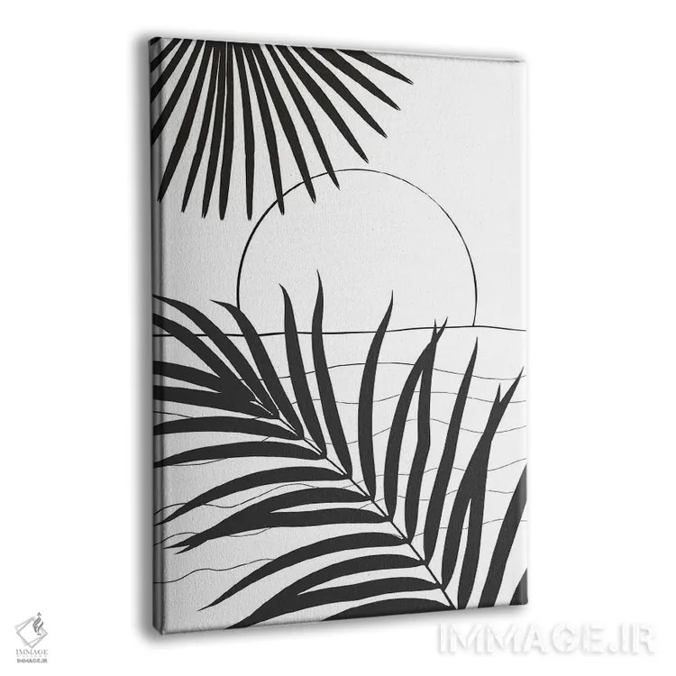 تابلو خطوط انتزاعی غروب اقیانوس مینیمال I اثر هنر آنیتا و بلا - نمای پرسپکتیو محصول