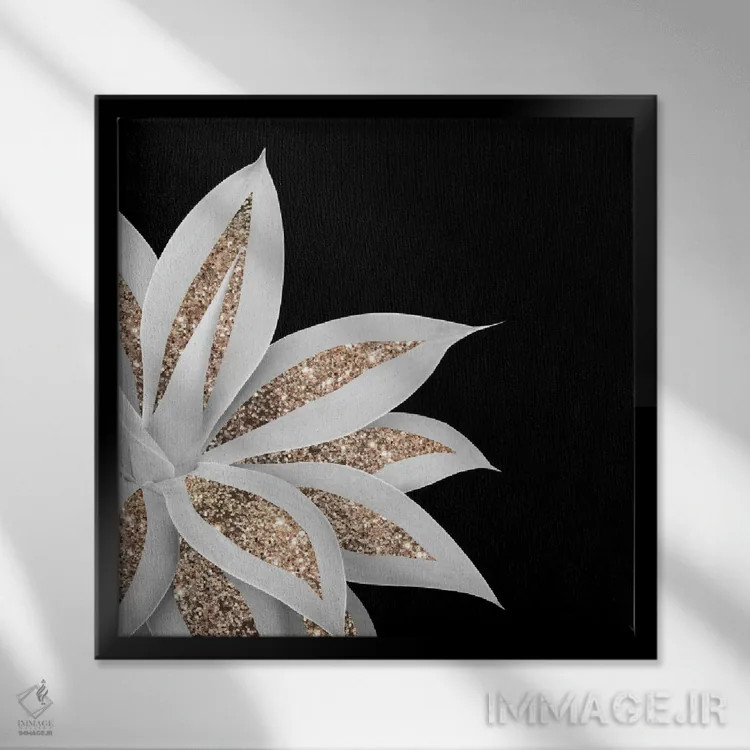 تابلو آگاو با ظرافت و درخشش پرزرقوبرق VI اثر هنر آنیتا و بلا - نمای قابدار مشکی