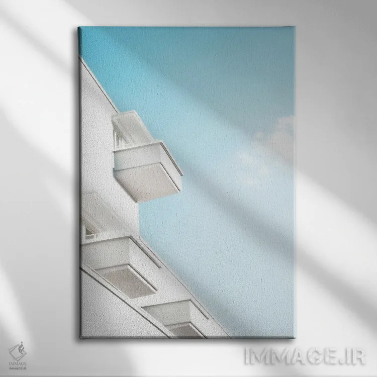 تابلو رویای بالکن سفید مینیمال I اثر هنر آنیتا و بلا - نمای روبهرو روی دیوار