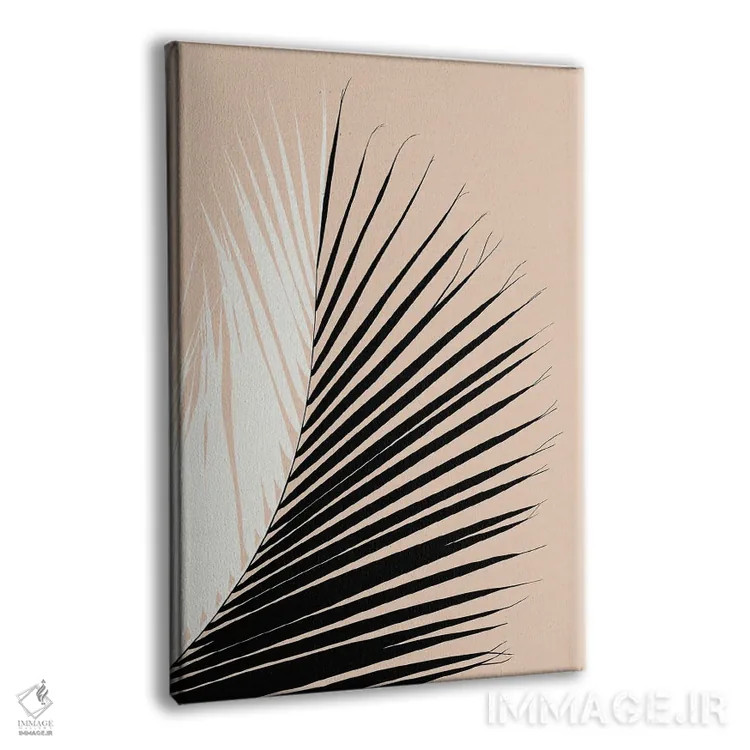 تابلو ین و یانگ مینیمال با برگ نخل I اثر هنر آنیتا و بلا - نمای پرسپکتیو محصول