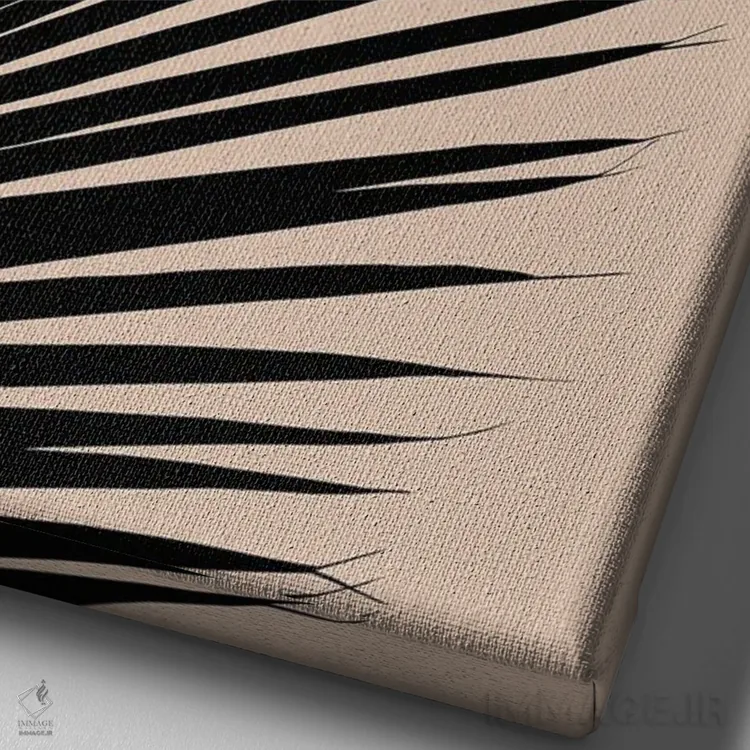 تابلو ین و یانگ مینیمال با برگ نخل I اثر هنر آنیتا و بلا - نمای نزدیک بافت بوم