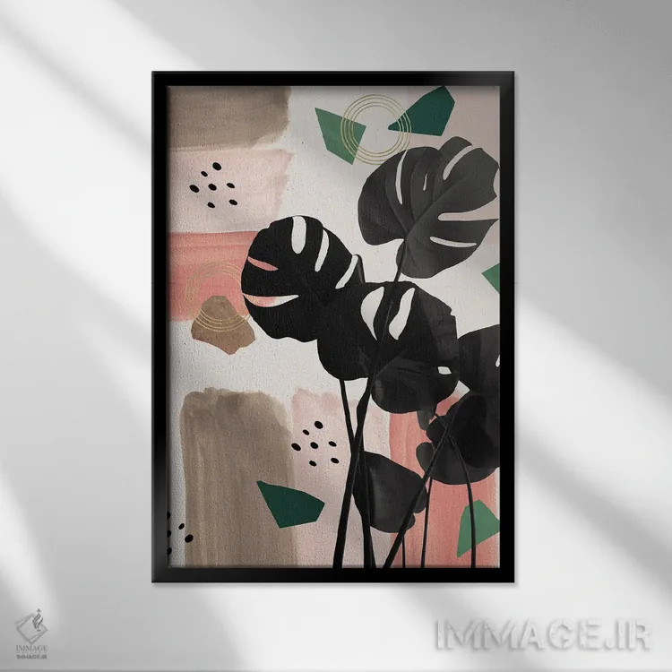 تابلو مانسترا پرزرقوبرق تابستانی II اثر هنر آنیتا و بلا - نمای قابدار مشکی