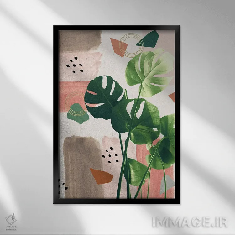 تابلو مانسترا پرزرقوبرق تابستانی I اثر هنر آنیتا و بلا - نمای قابدار مشکی