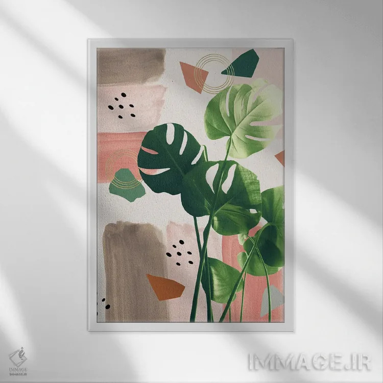 تابلو مانسترا پرزرقوبرق تابستانی I اثر هنر آنیتا و بلا - نمای قابدار سفید