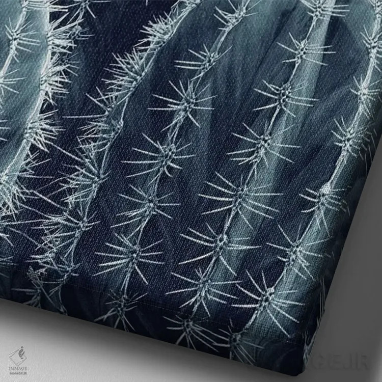 تابلو عشق کاکتوس با حس سرمهای و صورتی I اثر هنر آنیتا و بلا - نمای نزدیک بافت بوم