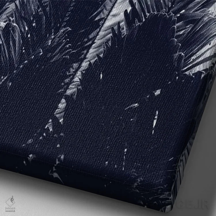 تابلو شب جنگل با حس سرمهای و صورتی I اثر هنر آنیتا و بلا - نمای نزدیک بافت بوم