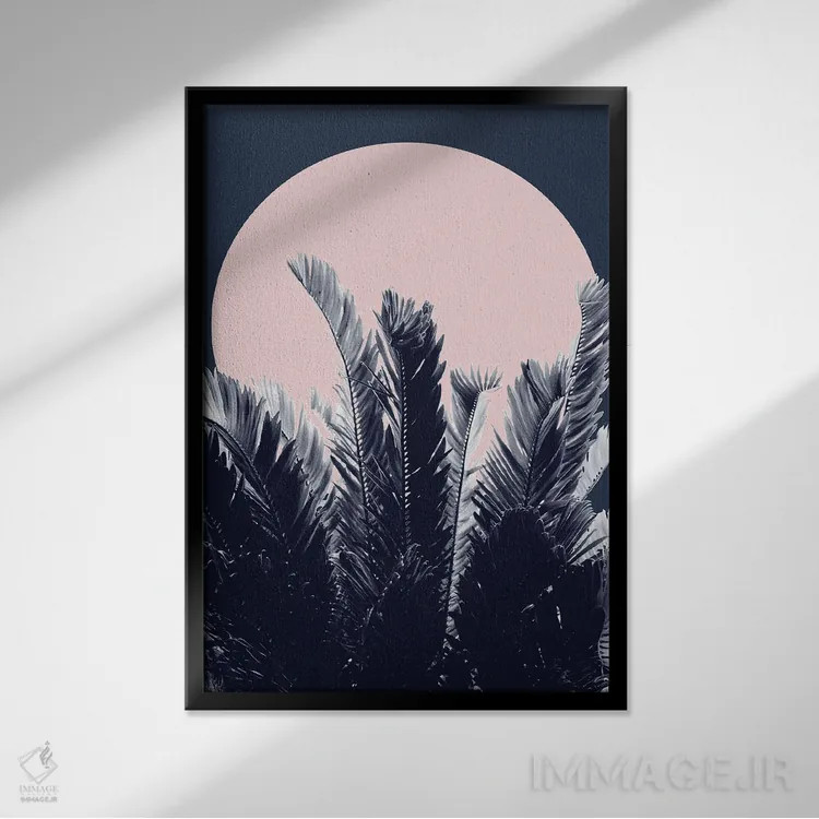 تابلو شب جنگل با حس سرمهای و صورتی I اثر هنر آنیتا و بلا - نمای قابدار مشکی