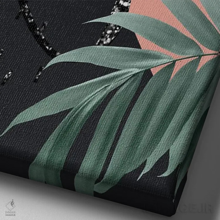 تابلو نخلهای شبانه با حس کالیفرنیا و درخشش پرزرقوبرق انتزاعی III اثر هنر آنیتا و بلا - نمای نزدیک بافت بوم