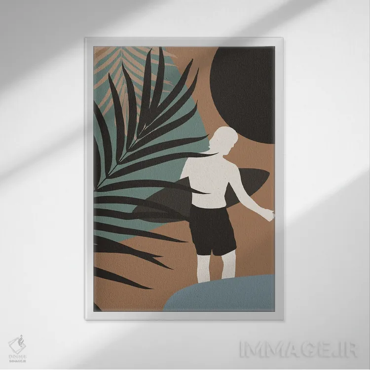 تابلو موجسوار ظهر مینیمال انتزاعی III اثر هنر آنیتا و بلا - نمای قابدار سفید