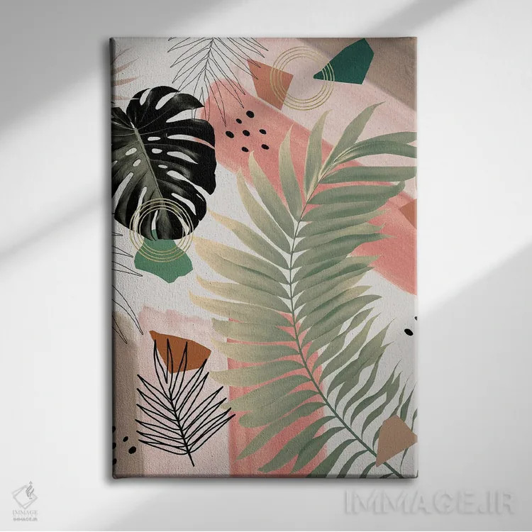 تابلو برگ نخل پرزرقوبرق تابستانی I اثر هنر آنیتا و بلا - نمای روبهرو روی دیوار