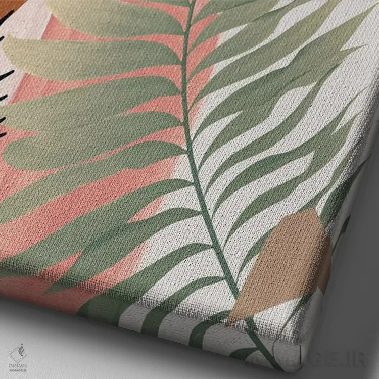 تابلو برگ نخل پرزرقوبرق تابستانی I اثر هنر آنیتا و بلا - نمای نزدیک بافت بوم