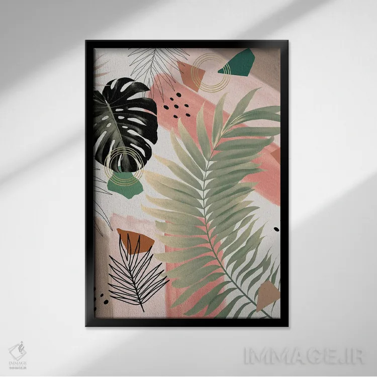 تابلو برگ نخل پرزرقوبرق تابستانی I اثر هنر آنیتا و بلا - نمای قابدار مشکی