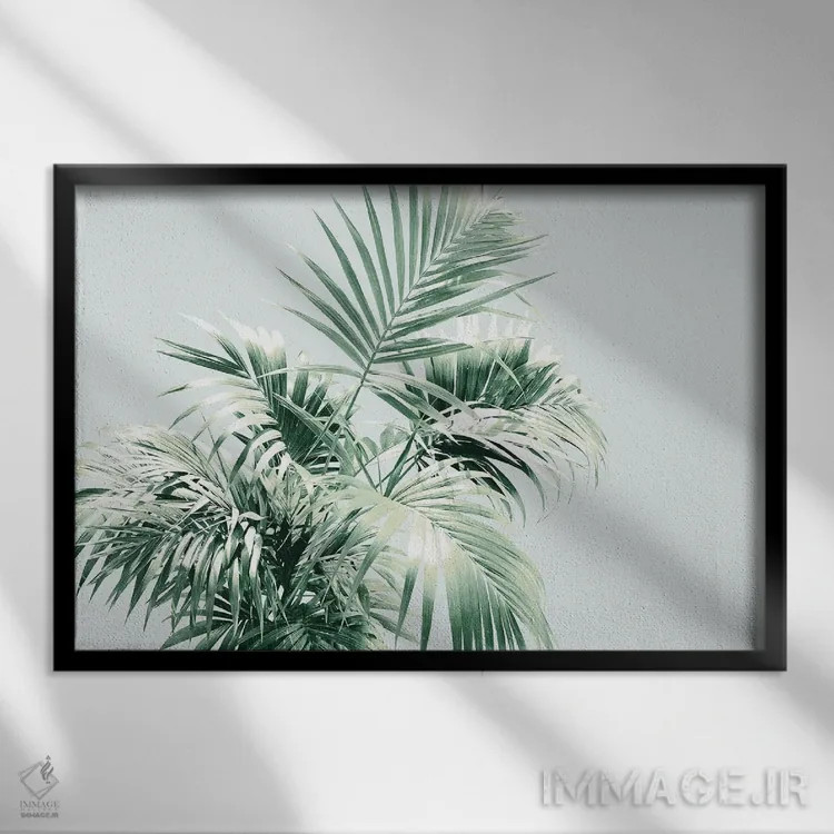 تابلو حس برگ نخل I اثر هنر آنیتا و بلا - نمای قابدار مشکی